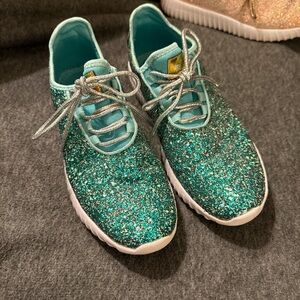 Sparkly Teal Glitter Sneakers